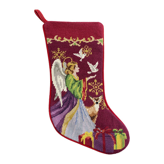 Needlepoint Hand-Embroidered Wool Stocking Exquisite Home Designs K1405