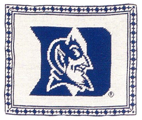 Needlepoint Hand-Embroidered Wool Throw Pillow Exquisite Home Designs Duke University Blue Devil