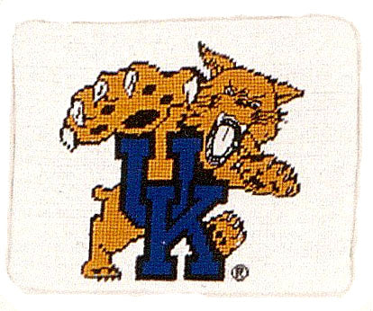 Needlepoint Hand-Embroidered Wool Throw Pillow Exquisite Home Designs U of Kentucky, tiger UK