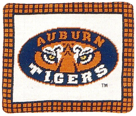 Needlepoint Hand-Embroidered Wool Throw Pillow Exquisite Home Designs Auburn University of AL, Auburn Tiger