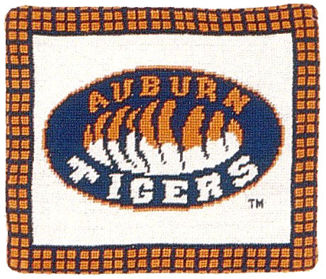 Needlepoint Hand-Embroidered Wool Throw Pillow Exquisite Home Designs Auburn Tigers