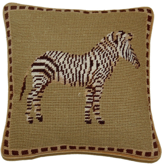 Needlepoint Hand-Embroidered Wool Throw Pillow Exquisite Home Designs on Zabra face rest grosspoint
