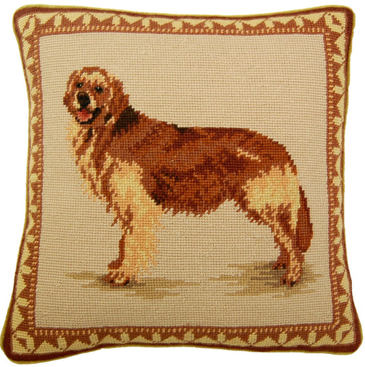 Needlepoint Hand-Embroidered Wool Throw Pillow Exquisite Home Designs eyes & nose rest grosspoint