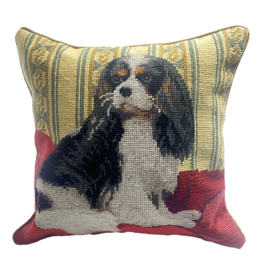 Needlepoint Hand-Embroidered Wool Throw Pillow Exquisite Home DesignsKingSp...