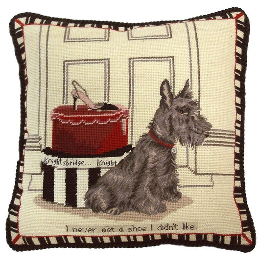 Needlepoint Hand-Embroidered Wool Throw Pillow Exquisite Home Designs  with cording b