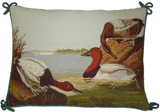 Needlepoint Hand-Embroidered Wool Throw Pillow Exquisite Home Designs 3