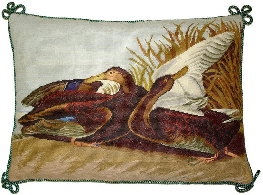 Needlepoint Hand-Embroidered Wool Throw Pillow Exquisite Home Designs 5