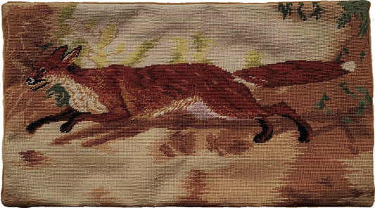 Needlepoint Hand-Embroidered Wool Throw Pillow Exquisite Home Designs Runnng Fox