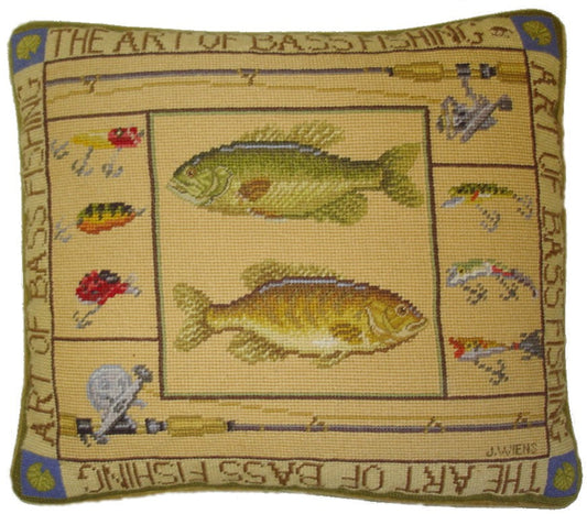 Needlepoint Hand-Embroidered Wool Throw Pillow Exquisite Home Designs James Wienss designThe art of bass fishing, &