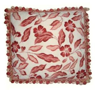 Needlepoint Hand-Embroidered Wool Throw Pillow Exquisite Home Designs  red leaves with tassel