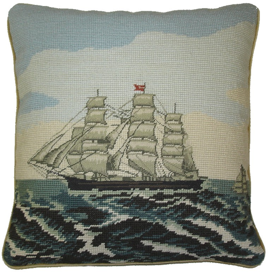Needlepoint Hand-Embroidered Wool Throw Pillow Exquisite Home Designs ship background