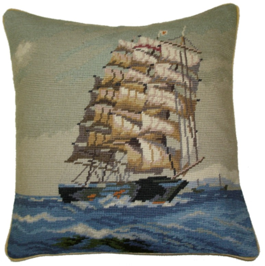 Needlepoint Hand-Embroidered Wool Throw Pillow Exquisite Home Designs ship