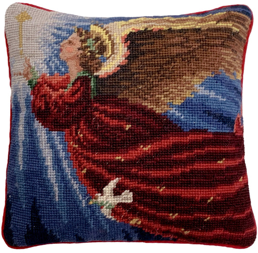 Needlepoint Hand-Embroidered Wool Throw Pillow Exquisite Home Designs Finest Petipoint Angle 1