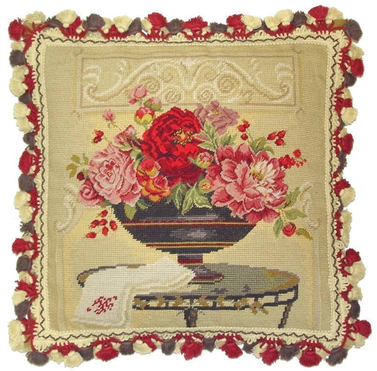 Needlepoint Hand-Embroidered Wool Throw Pillow Exquisite Home Designs  Kathryn White Design a