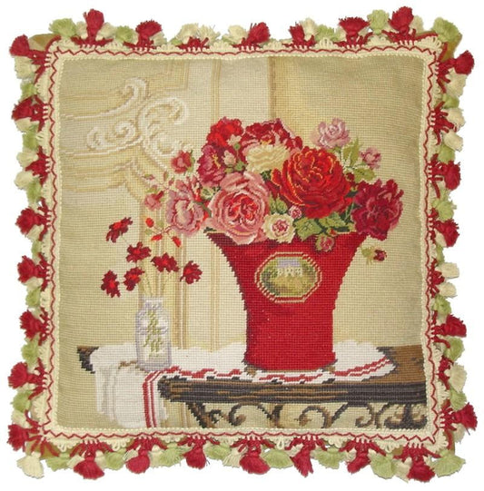 Needlepoint Hand-Embroidered Wool Throw Pillow Exquisite Home Designs  Kathryn White Design b