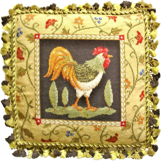 Needlepoint Hand-Embroidered Wool Throw Pillow Exquisite Home Designs Sudi McCollums design I