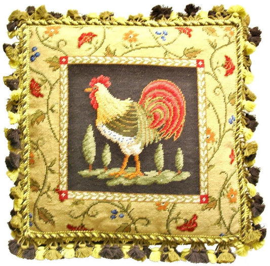 Needlepoint Hand-Embroidered Wool Throw Pillow Exquisite Home Designs Sudi McCollums design II