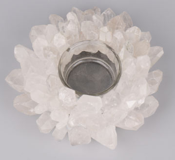 Crystal candle holder-rock quartz point