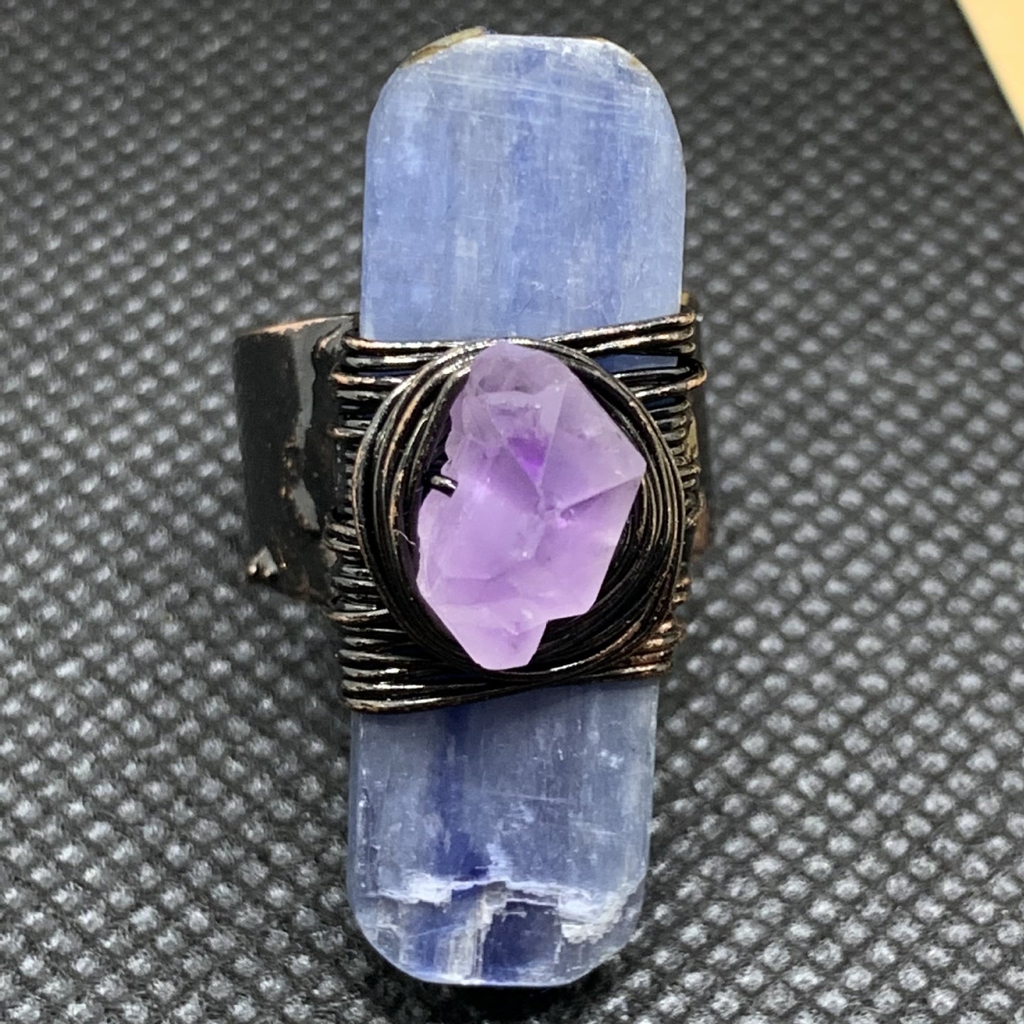 Natural Blue with Amethyst Buds Amorphous Opening Adjustable Fashion Personality Style Ring