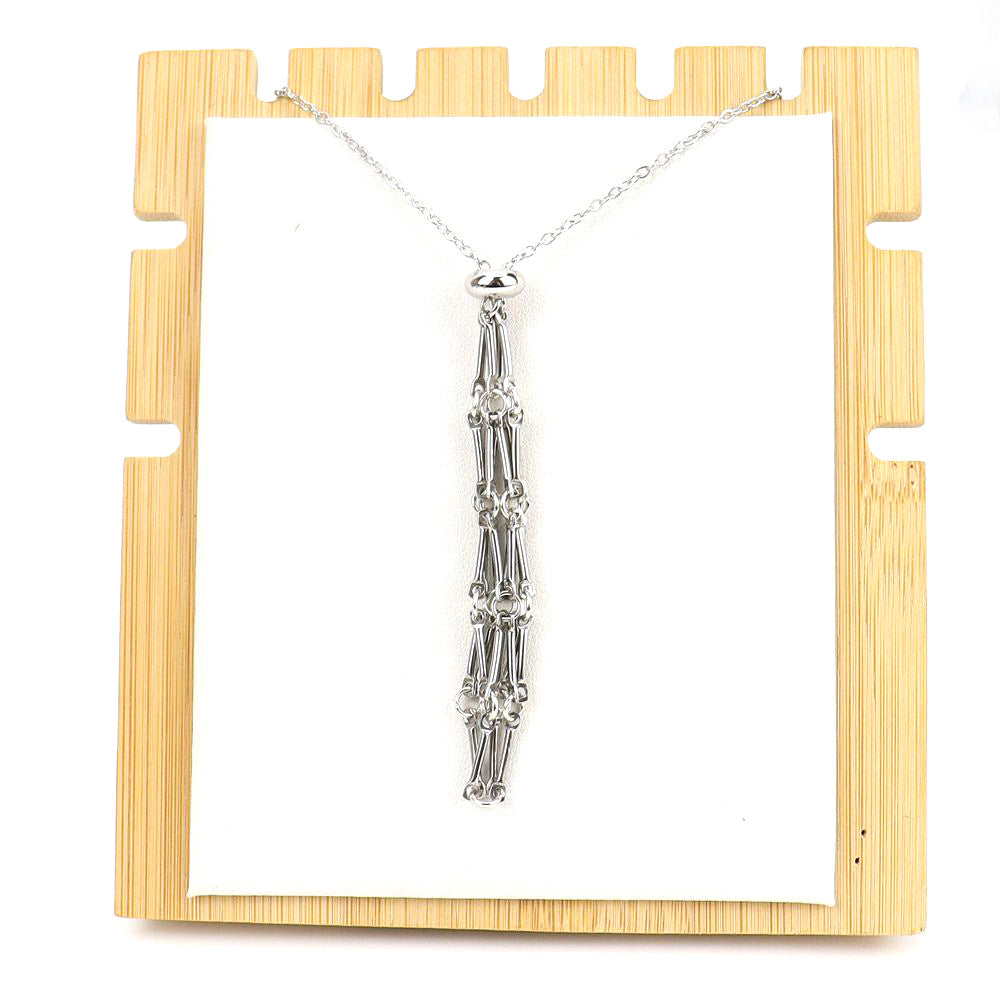 DIY adjustable stainless steel metal bamboo mesh pocket necklace woven pendant N699