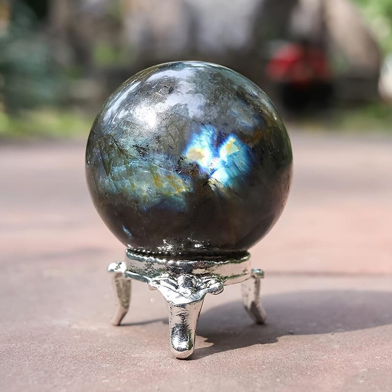 Aura Enlightenment with Natural 7cm Labradorite Sphere and Crystal Balls Statues and Figurines