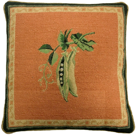 Needlepoint Hand-Embroidered Wool Throw Pillow Exquisite Home Designs sweet pea